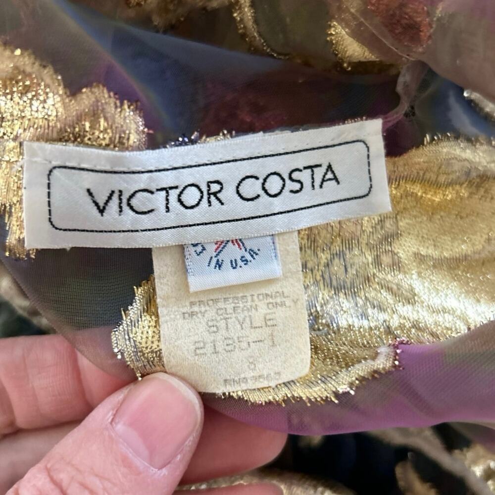 Vintage Victor Costa Organza Floral Coat Dress Designer Evening Formal Size 8 - Picture 6 of 13